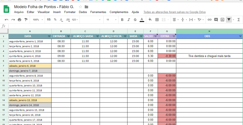 Controle De Ponto No Excel Como Fazer Planilha De Horas Trabalhadas 7600