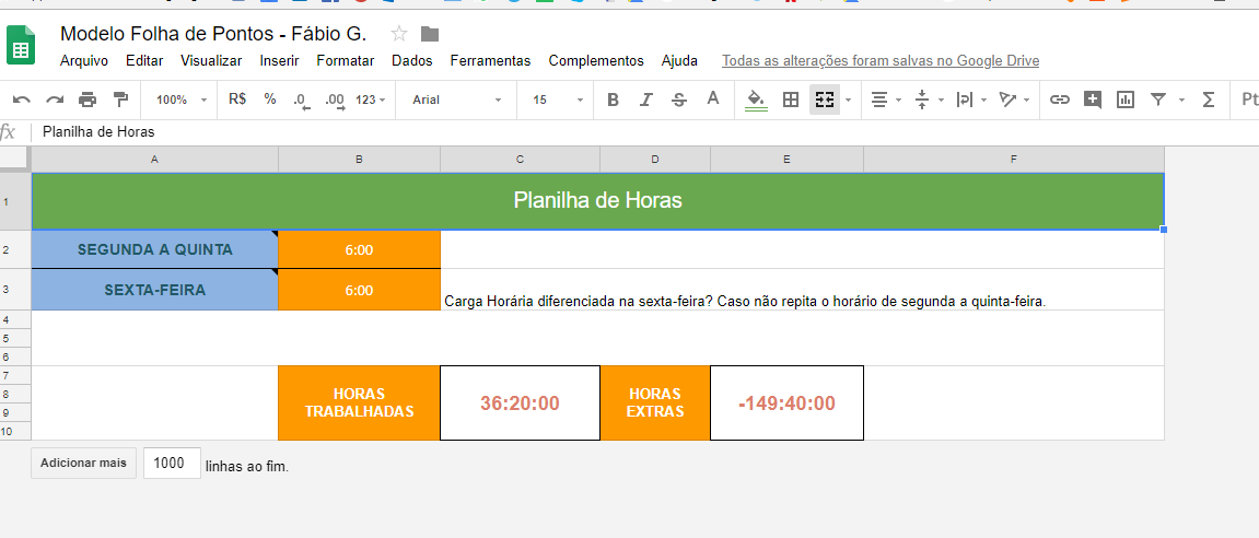 Planilha de horas trabalhadas no Excel: como fazer controle de ponto